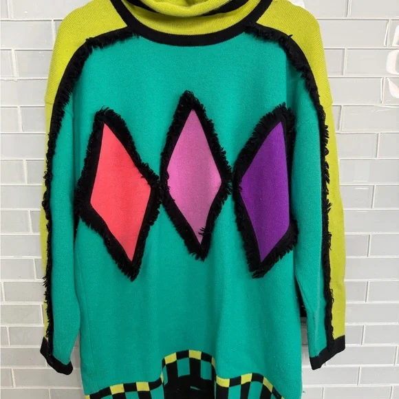 Vintage Women’s 80s Escada Margaretha Ley Colorblock Sweater Geometric 100% WOOL - Picture 8 of 9